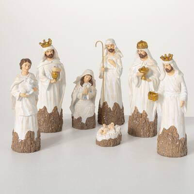 "Tree Carved" Nativity - Set of 7