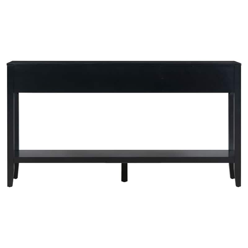 62.2'' Entryway Table, Minimalist Sofa Table with 3 Drawers, Painted Console Table with Bottom Shelf and Iron Handles