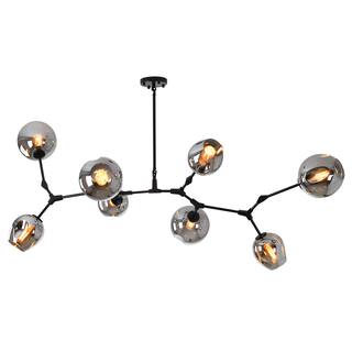 8 Light Matte Black Frame Chandelier