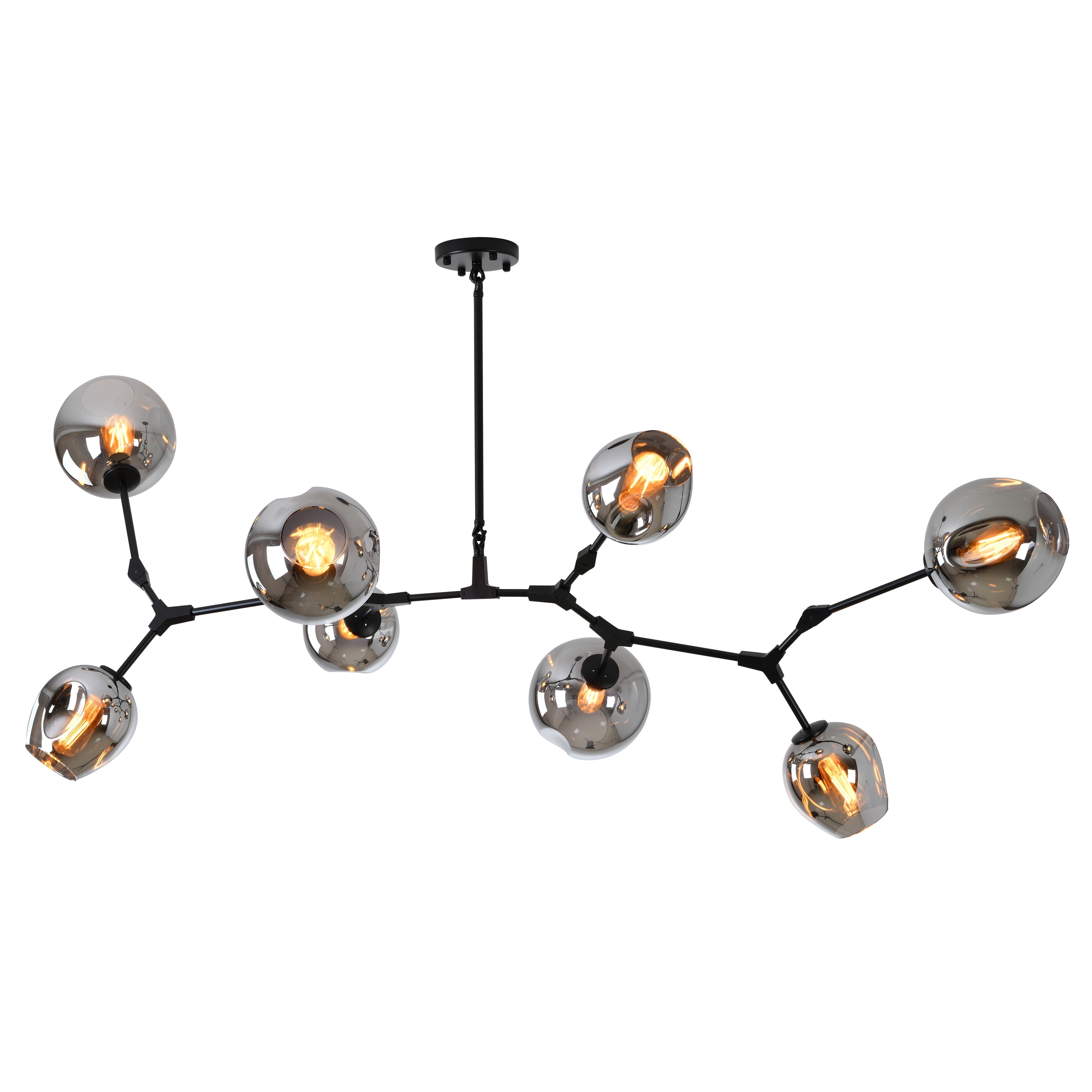 Transitional 8 Light Matte Black Frame Chandelier
