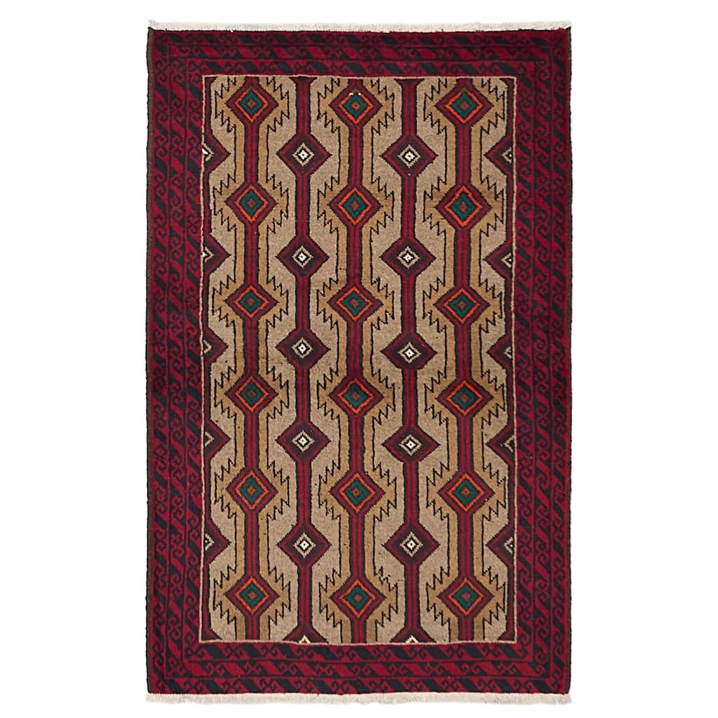 ECARPETGALLERY Hand-knotted Baluch Tan Wool Rug - 3'5 x 5'5