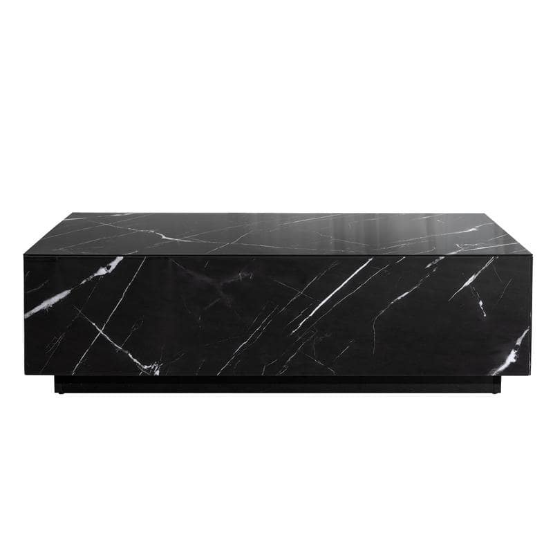 Faux Marble Solid Block Rectangular Coffee Table