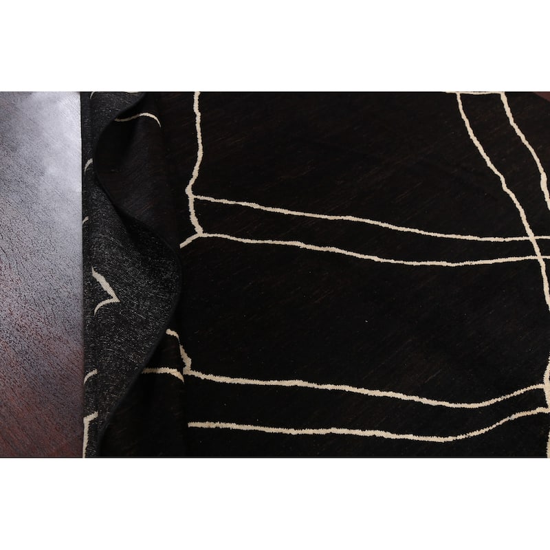 Vegetable Dye Contemporary Moroccan Wool Area Rug Hand-knotted Carpet - 7'10" x 9'8"