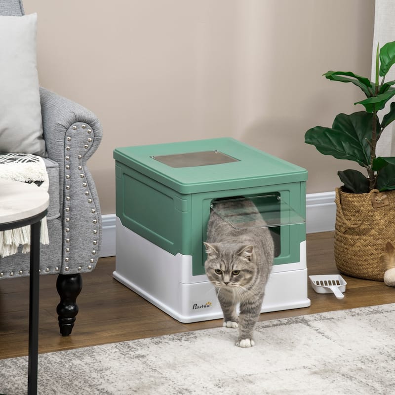 PawHut Fully Enclosed Cat Litter Box with Scoop