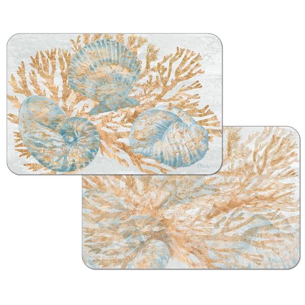 Reversible Wipeclean Counterart Placemats Set of 4 Shimmering Shells