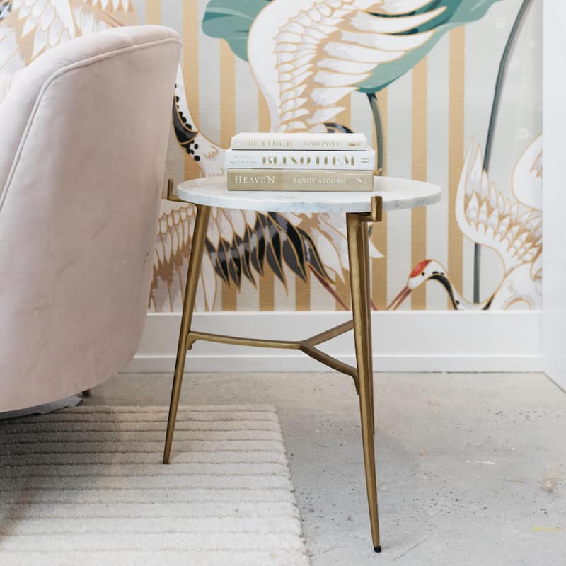 Chadton White/Gold Contemporary Glam Accent Table