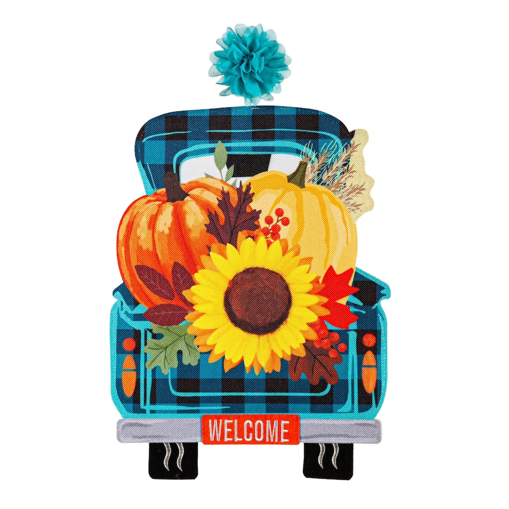 Fall Plaid Truck LED Window Decor
