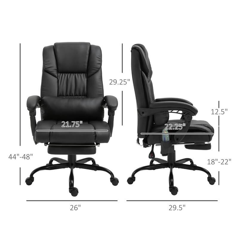 High Back Massage Office Chair with 6 Vibration Points, Reclining Chair, Ergonomic Office Chair with Footrest Adjustable Height