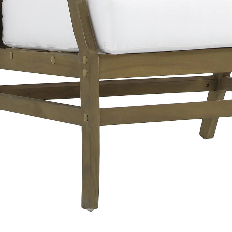 2 Set Patio Teak Wood Outdoor Chair and Side Table Set with Cushions