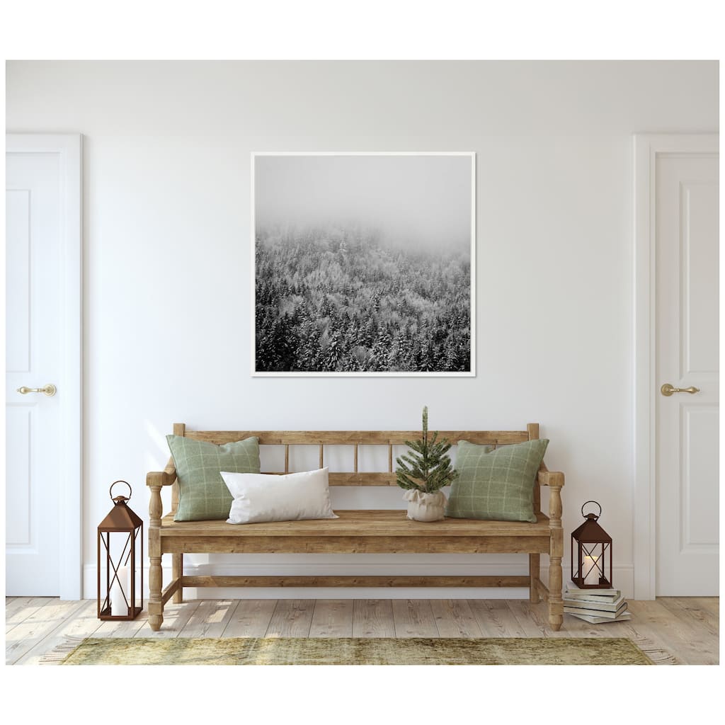 Kate and Laurel Sylvie Framed Canvas Lake Konigsee Snow Covered Trees by Laura Evans