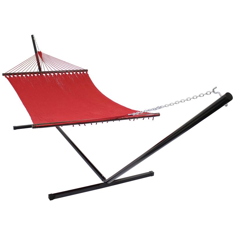 Sunnydaze Large 2-Person Rope Hammock with Spreader Bar & Hammock Stand
