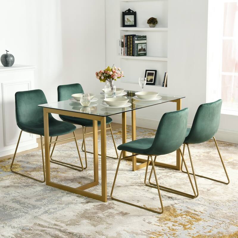 Homylin Batassel Velvet Dining Chairs, Upholstered Reception Chairs, with Metal Legs for Home Kitchen, Living Room(set of 2)
