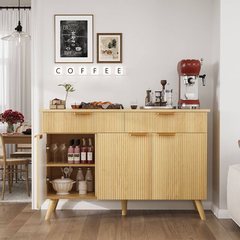 Gymojoy Sideboard Buffet Cabinet Storage, Modern Buffet with 3 Doors & 2 Drawers, Adjustable Shelves for Kitchen, Living Room