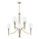 preview thumbnail 1 of 7, Abbie 36.5" 8-light Chandelier w/ White Fabric Stay-Straight Shades Aged Brass