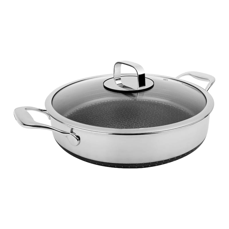 DiamondClad 5 Quart Hybrid Nonstick Stainless Steel Saute Pan with Lid