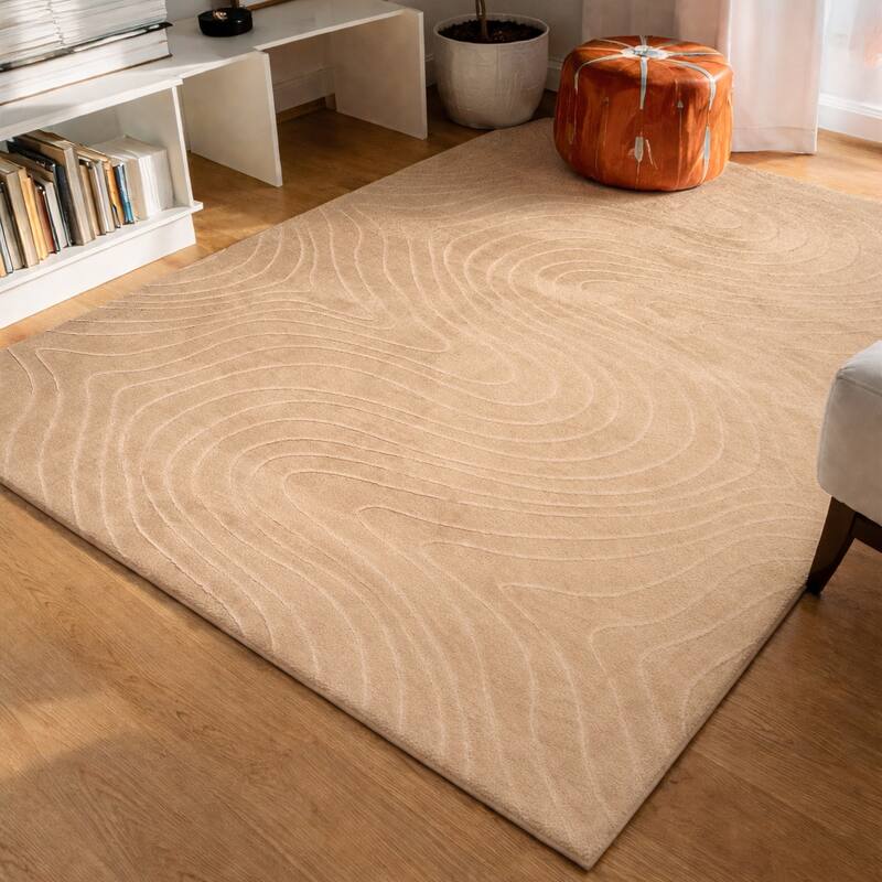 ECARPETGALLERY Somos Modern Machine Washable Area Rug - Beige - 5'0 x 7'6
