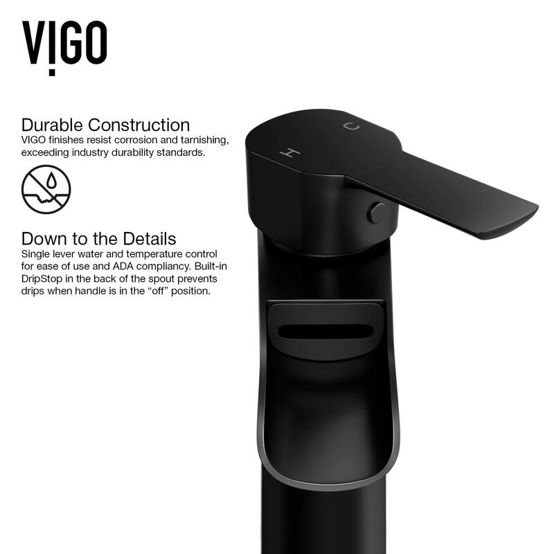 VIGO Niko 11" H Single Handle Single Hole Bathroom Vessel Faucet