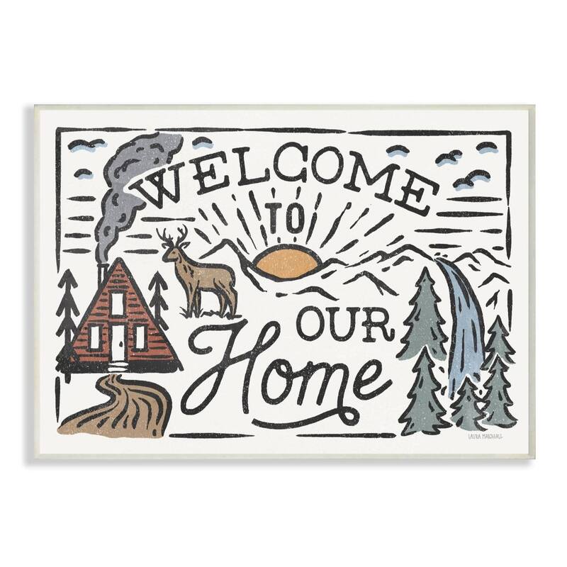 Stupell Welcome to Our Home Greeting Cabin Forest Words Wood Wall Art - 13 x 19