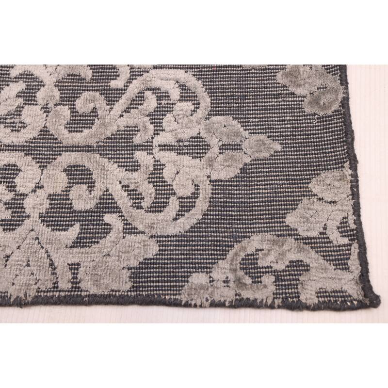 ECARPETGALLERY Hand Loomed Elysian Grey Viscose, Wool Rug - 9'9 x 11'3