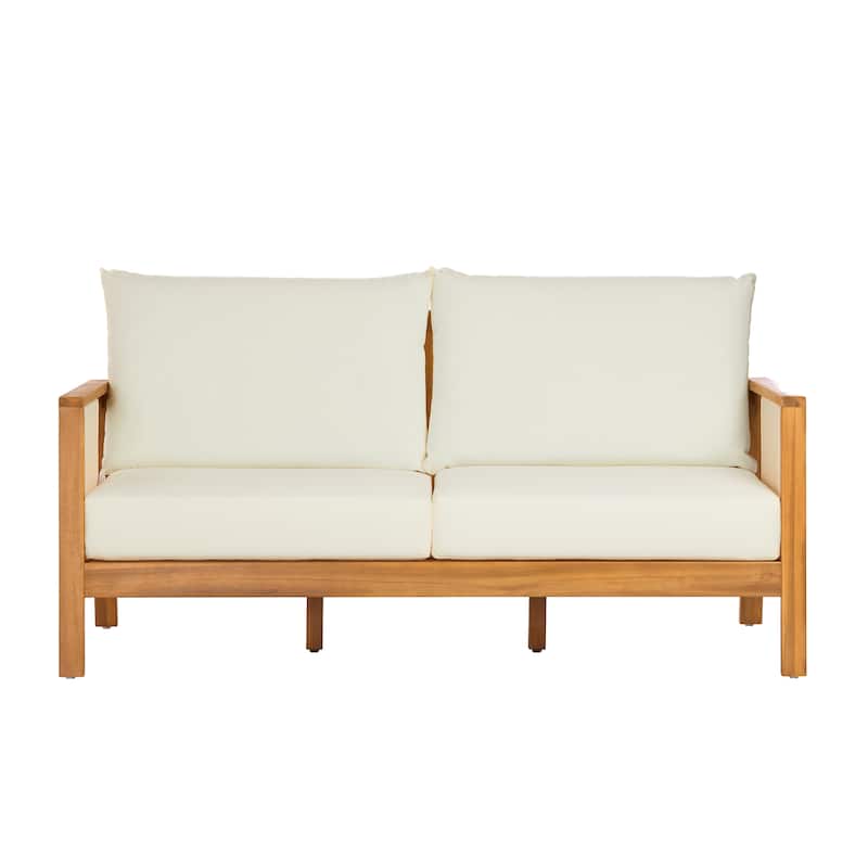 Christopher Knight Home - Nancy 2-Piece Outdoor Acacia Wood Loveseat and Coffee Table Seating Set