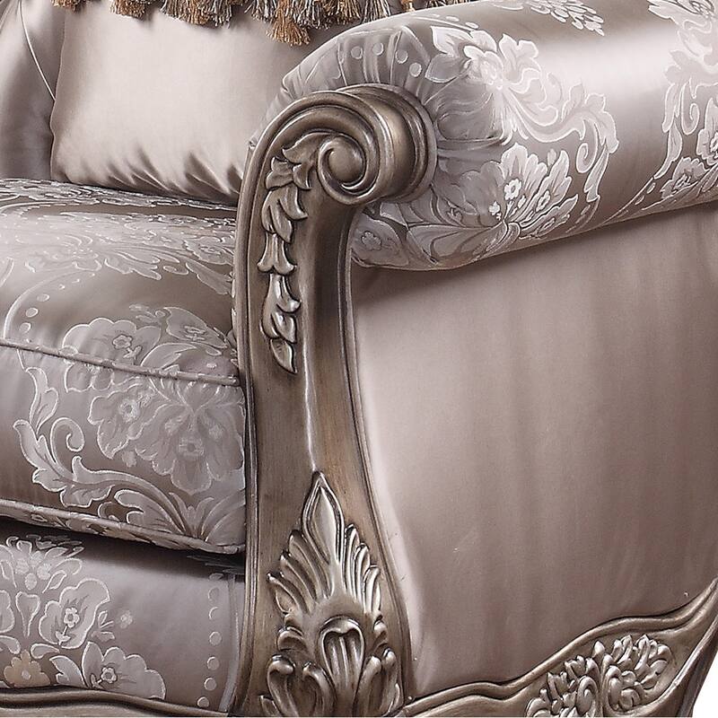Hermione Champagne Button-Tufted Seatback with Floral Pattern Loveseat