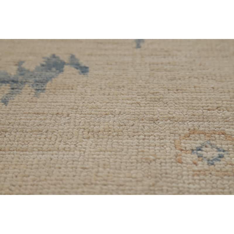 Hand Knotted Oriental 100% Wool Carpet Transitional Floral Beige & Ivories Oushak Area Rug - 5' 10'' X 2' 8''