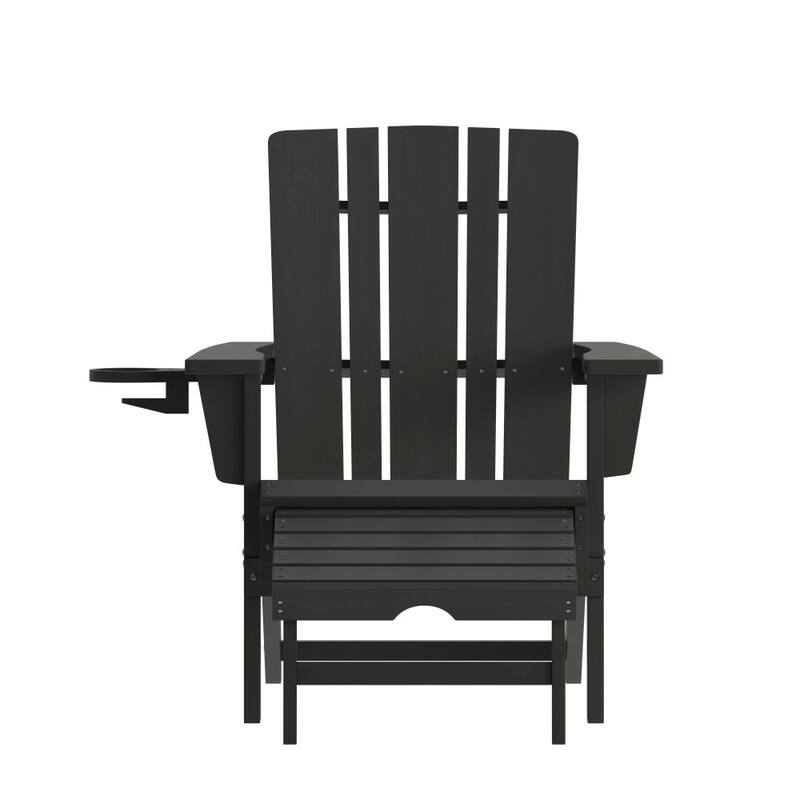 Commercial All-Weather Adirondack Chair with Pullout Ottoman & Cupholder