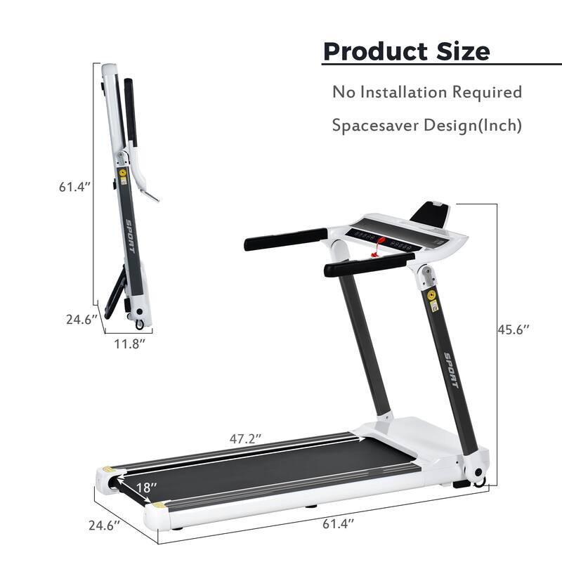 3.5HP Folding Electric Treadmill Jogging Walking MachinewHeart Monitor