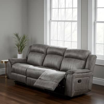 Fabric Manual Motion Sofa with Pillow Top Arms, Gray