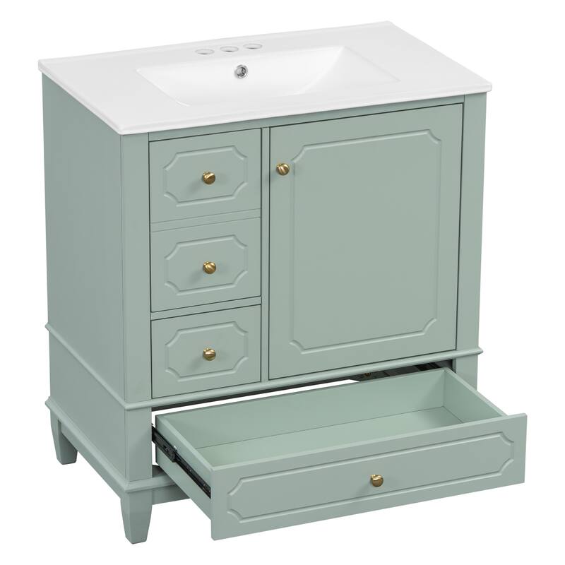 30-In Bathroom Vanity with Ceramic Sink,Soft-Close Door