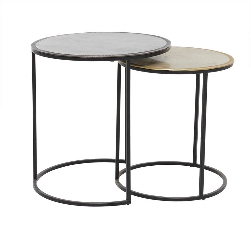 Black Aluminum Industrial Accent Table (Set of 2)