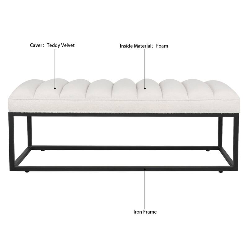 Tala Modern Upholstered Bench with Metal Base by GDFStudio