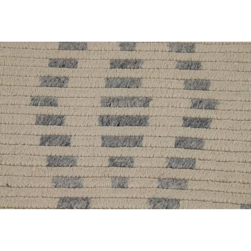 Striped Moroccan Indian Area Rug Handmade Wool Carpet - 5'1" x 8'1"