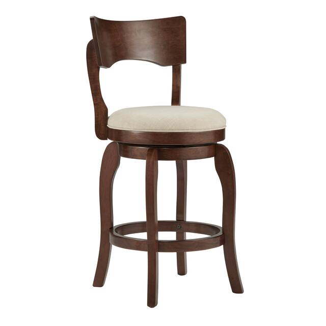 Lyla 24-inch Brown Counter Height Swivel Stool by iNSPIRE Q Classic - Beige Linen