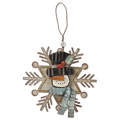Snowman Snowflake Ornamenr, Set of 2
