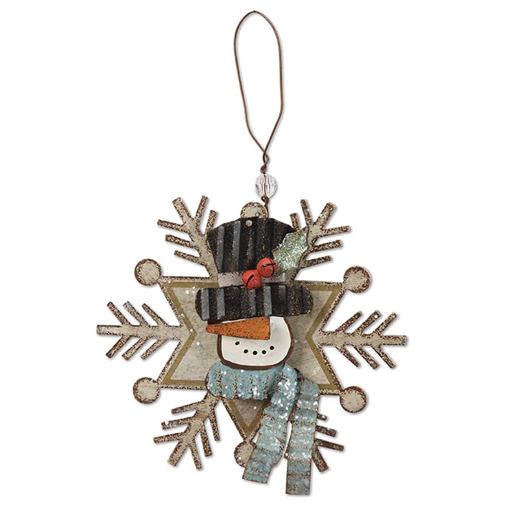 Snowman Snowflake Ornamenr, Set of 2
