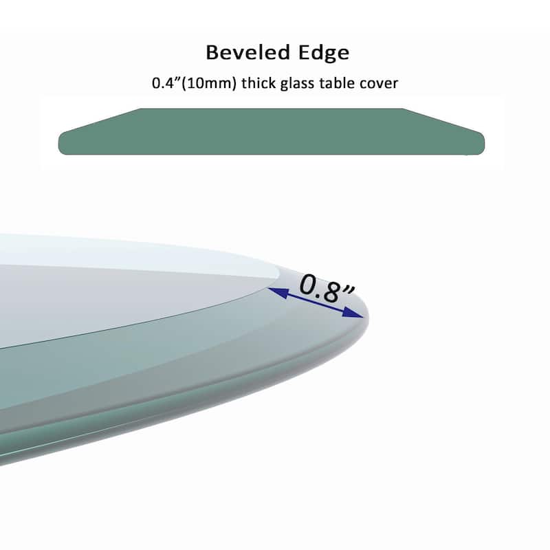 24" Round Tempered Glass Table Top Clear Glass 2/5 Inch Thick Beveled Polished Edge