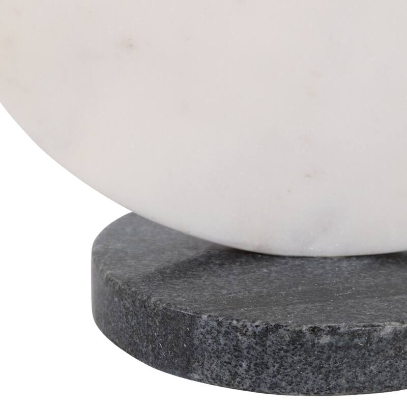 Decorative Round Marble Sculpture Statue - 10", White & Black