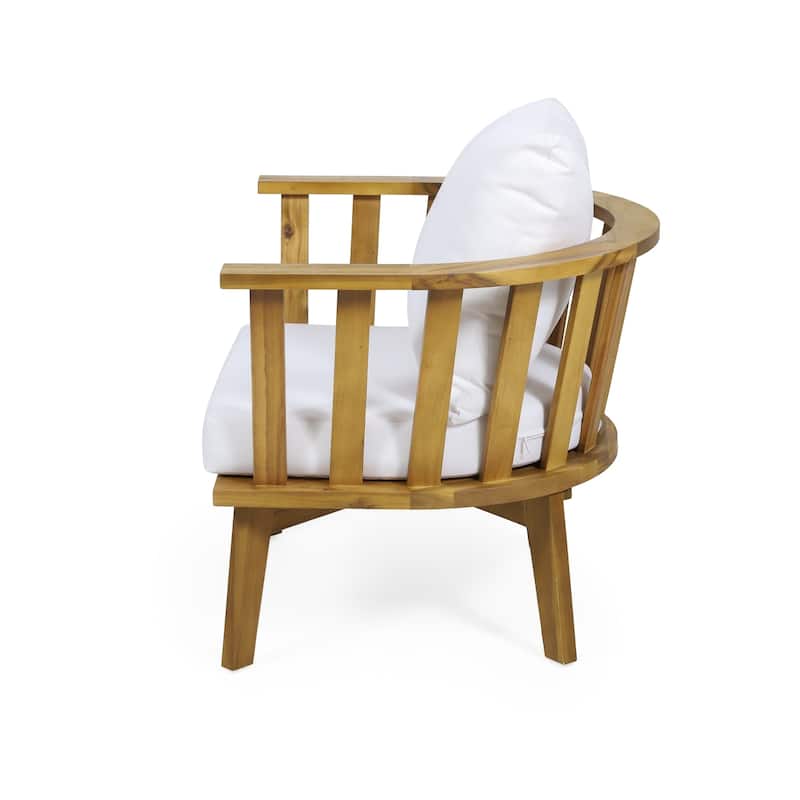 Set of 2 Acacia Patio Club Chair with Cushion by Christopher Knight Home