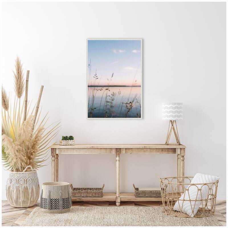 Kate and Laurel Sylvie Serene Sunset Lake Landscape Framed Canvas by Patricia Hasz of Patricia Rae Photography