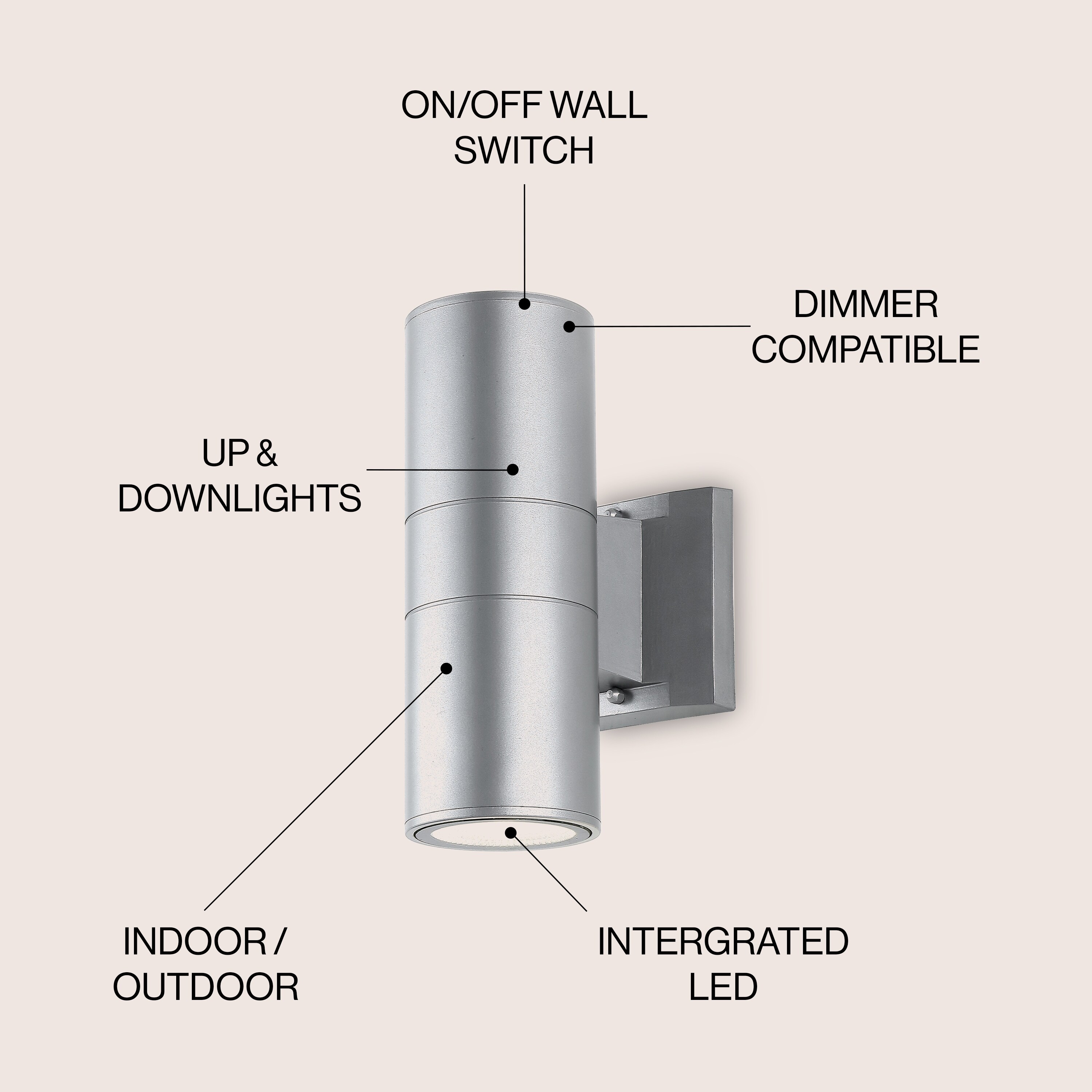 Lauren 2-Light Modern Midcentury Cylinder Outdoor Wall Sconce-image