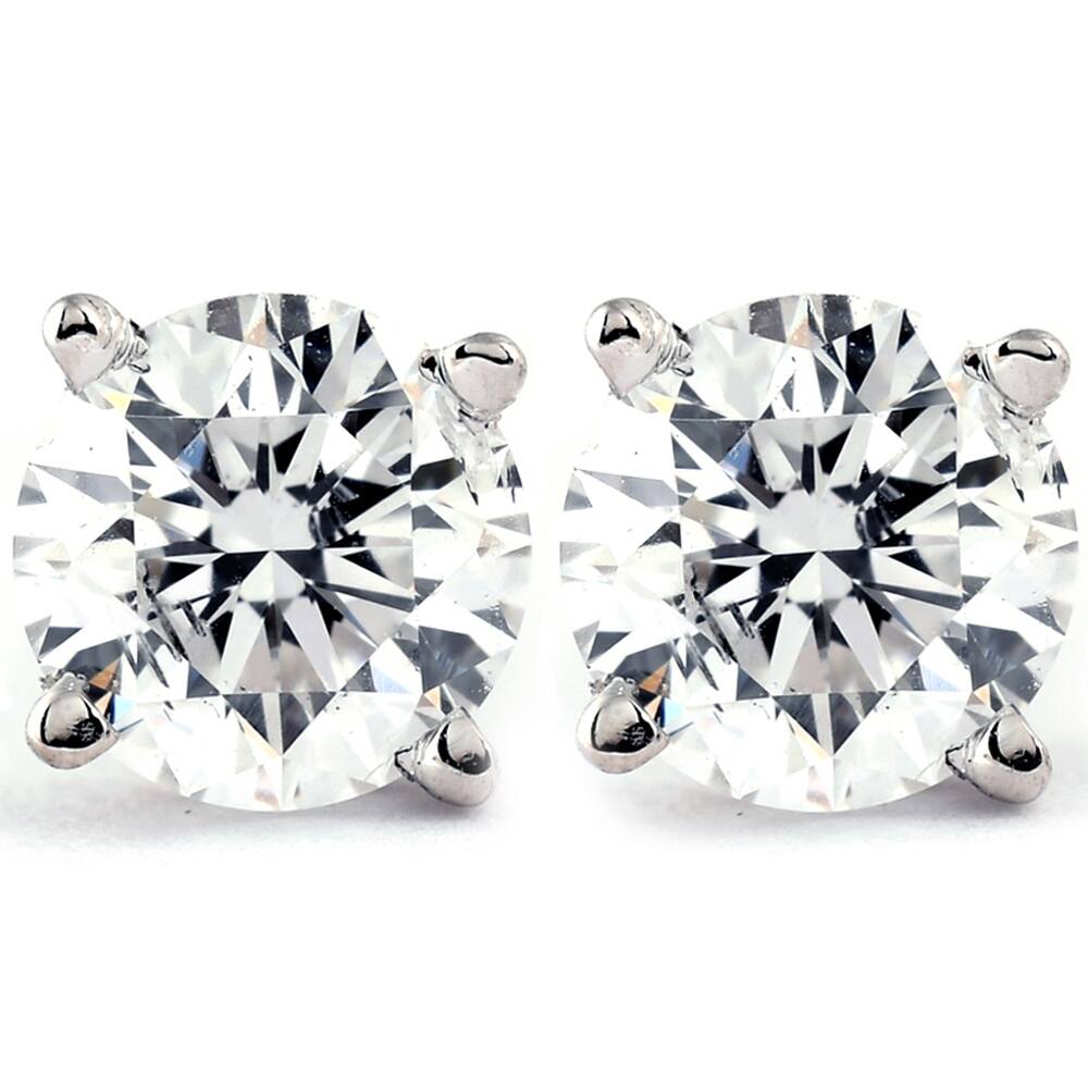 1 Ct TDW Platinum Round-Cut Diamond Screw Back Studs