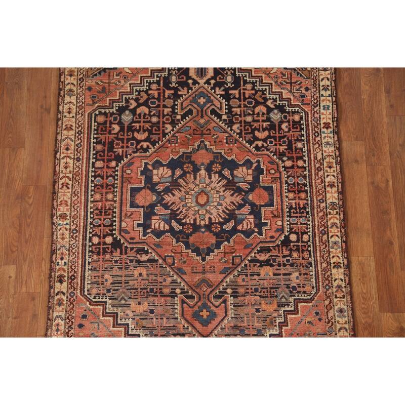 Hamedan Antique Persian Accent Rug Handmade Wool Carpet - 3'4"x 5'10"