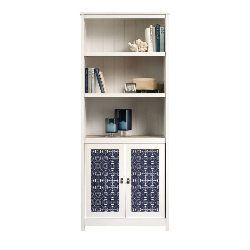 Engineered Wood Coastal Elegant library bookcase, White - 29.29"W x 13.98"D x 71.5"H