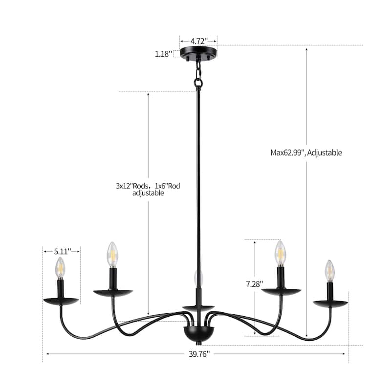 Meridian 5-Light Brushed Brass Chandelier with Candlestick Arms