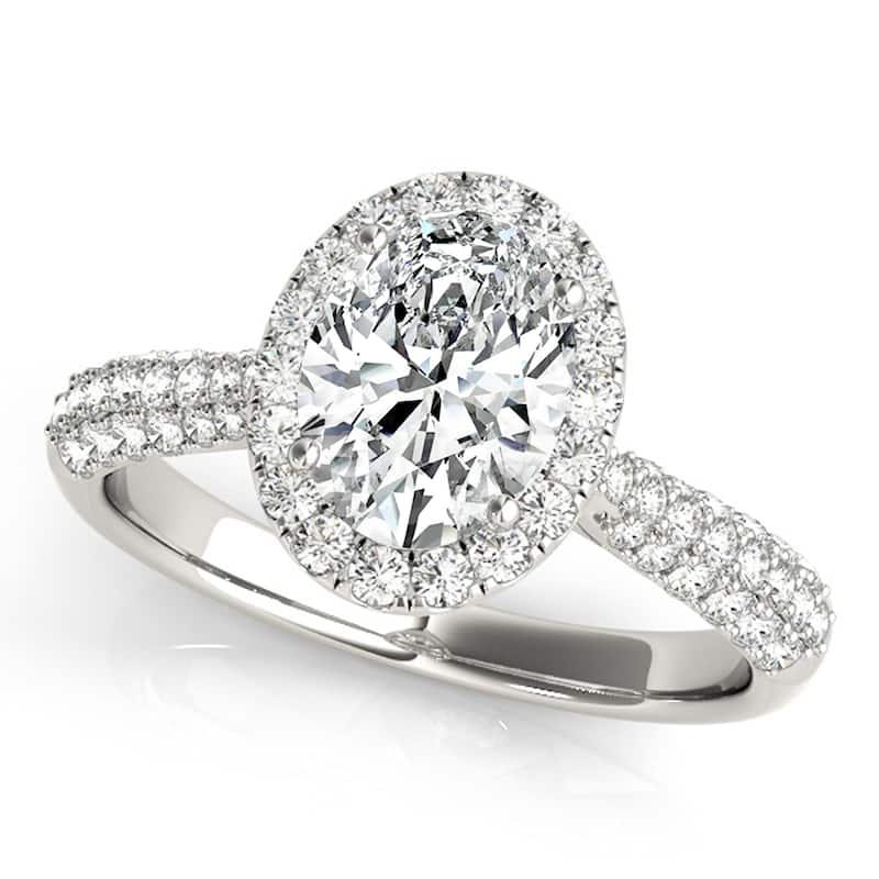 Auriya 14k White Gold Lab Grown Oval Diamond Halo Engagement Ring 0.50 to 5.00 ct. tw. (F-G VS) - 1.75 ct. center - 6.5