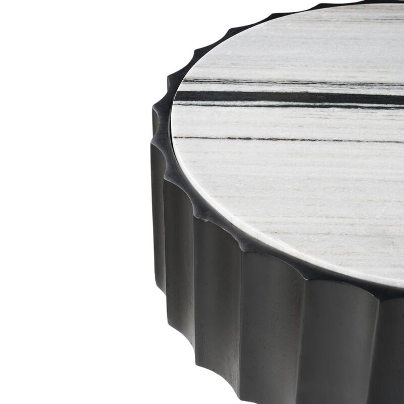 Marble Accent Table with Sleek Tapered Base Modern Minimalist Design
