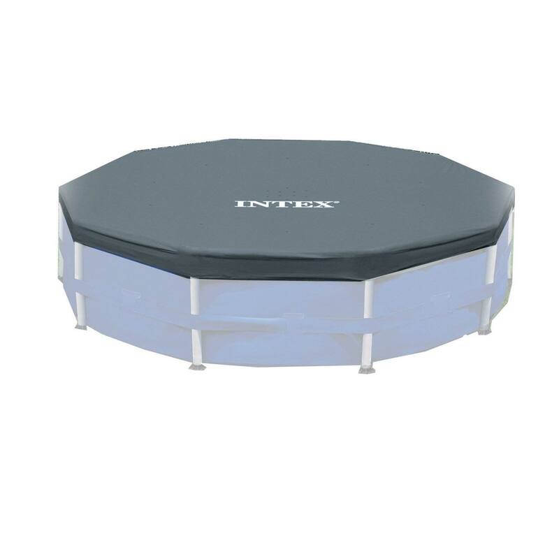 Intex 12-Foot Round Metal Frame Above Ground Swimming Pool Debris Cover, Blue - 7