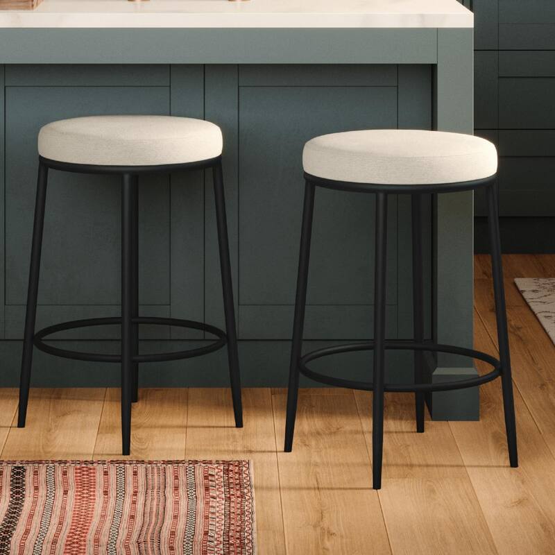 Maven Lane Stella Metal Kitchen Dining Stool - Matte Black Finish - Counter Height