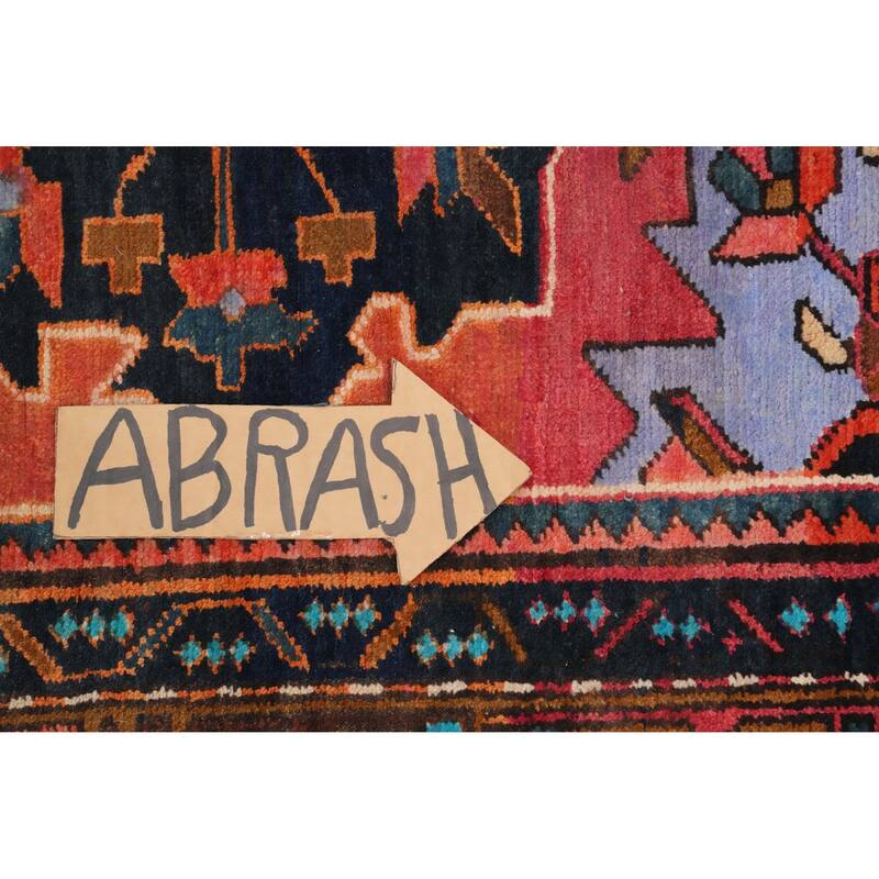 Hand Knotted Oriental 100% Wool Carpet Traditional Geometric Oranges & Rust Heriz Runner Rug - 9' 11'' X 3' 5''